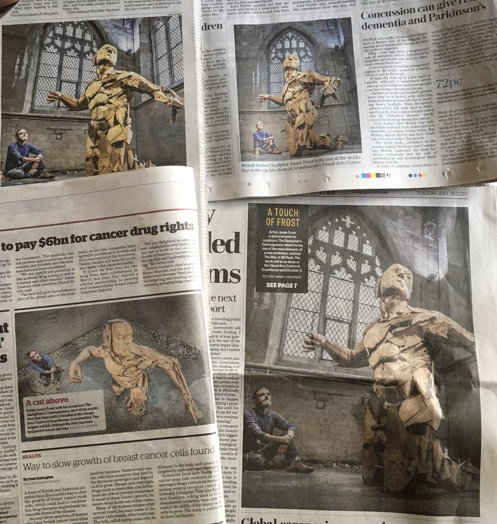 newspaper clippings about jamie frost exhibition