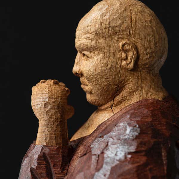 wooden figure sculpture by jamie frost